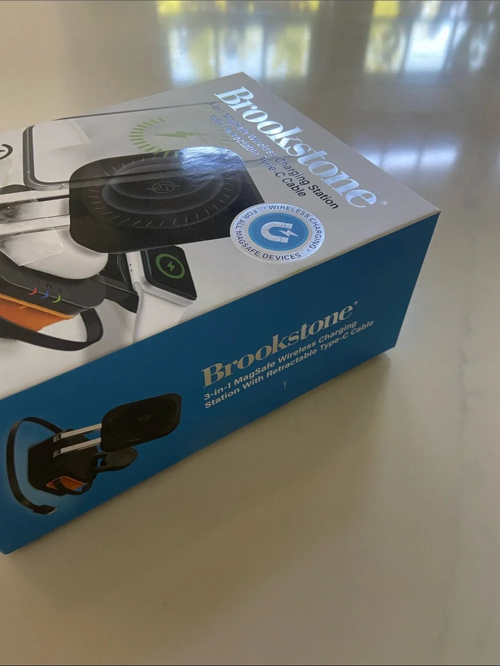 Brookstone MagSafe 3-in-1 Wireless Charging Station – Black with Silver Accents